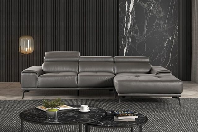 Furniture of America® Vadso Dark Gray Sectional with Right Chaise-1