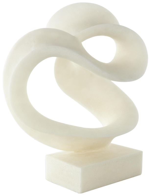 Deco Marche White Polystone Abstract Twisted Wave Sculpture-2