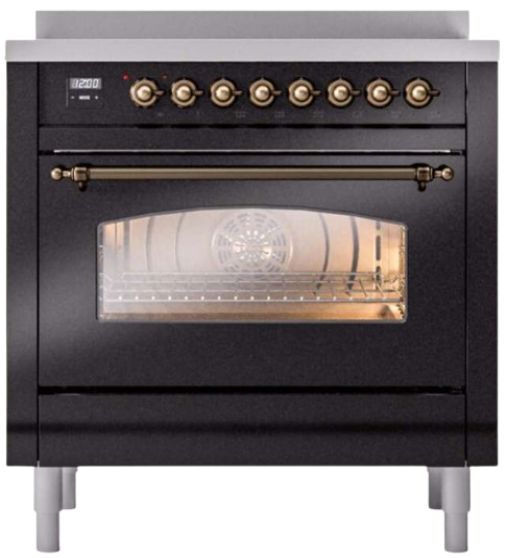 Ilve® Nostalgie II Series 36" Glossy Black Pro Style Induction Range-0