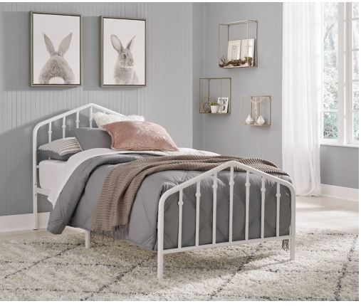 Signature Design by Ashley® Trentlore White Twin Metal Bed-3