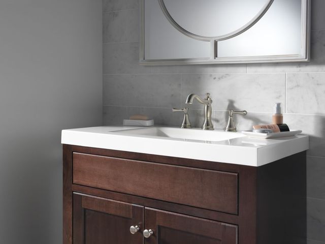Delta Cassidy® Stainless 2-Handle Widespread Bathroom Faucet with Drain-2