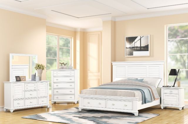 New Classic® Home Furnishings Jamestown White King Panel Storage Bed-1