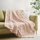 Olliix by Madison Park Claire Luxury Basketweave Blush Faux Fur Throw-4