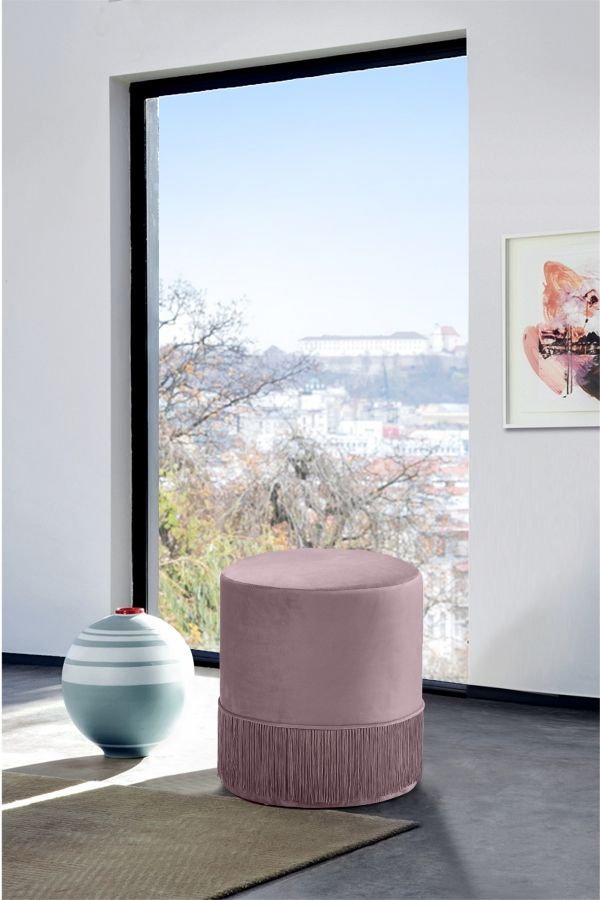 Meridian Furniture Teddy Pink Velvet Stool-1