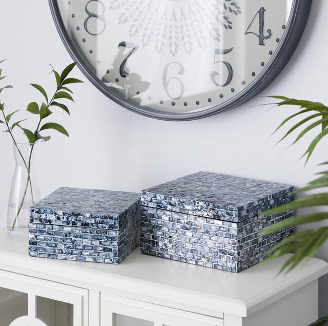 Deco Marche 2-Piece Blue Handmade Box with Hinged Lid Set-3