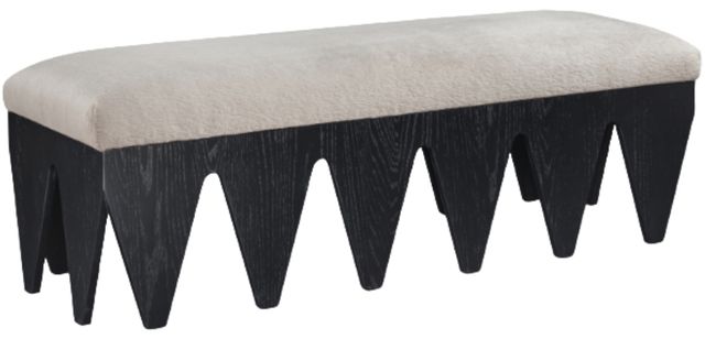 Meridian Furniture Altair Black/Beige Velour Fur Fabric Upholstered Bench-0