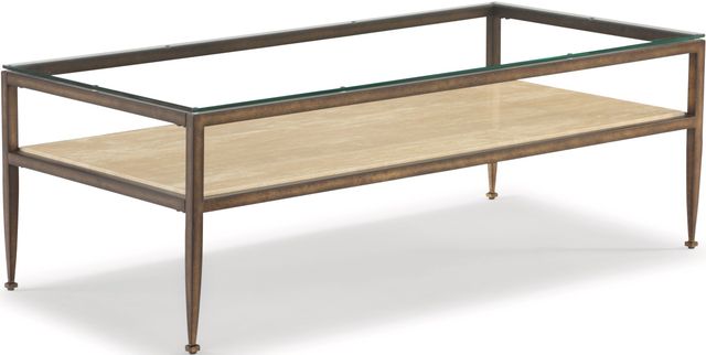 Flexsteel® Venice Glass Top Rectangular Coffee Table with Bronze Tapered Legs-0
