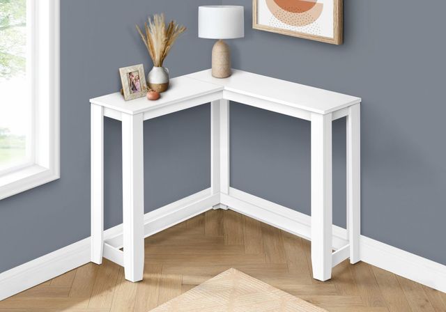 Monarch Specialties Inc. White 36" Corner Console Table-3