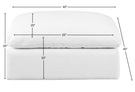 Meridian Furniture Comfy White Linen Textured Ottoman-2