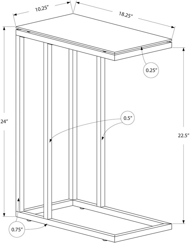 Monarch Specialties Inc. White Metal Frosted Glass Top Accent Table-3