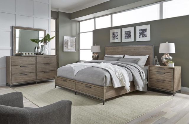 aspenhome® Trellis Desert Brown King Panel Storage Bed-3