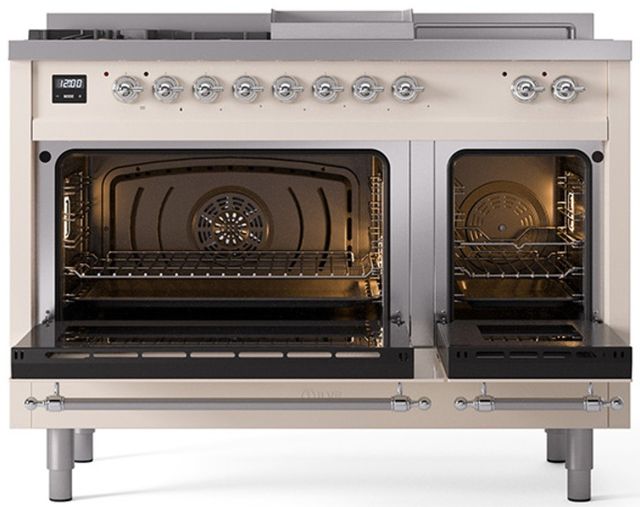 Ilve® Nostalgie II Series 48" Antique White Pro Style Dual Fuel Range-1