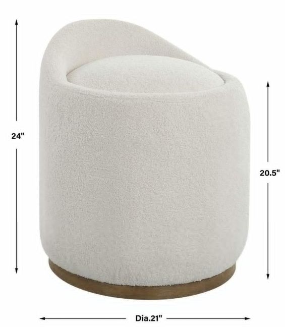 Uttermost® Swirl White Swivel Sheepskin Ottoman-2