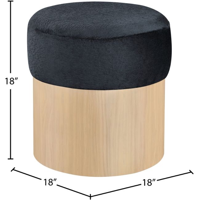 Meridian Furniture Nimes Black/Natural Velour Fur Ottoman-2