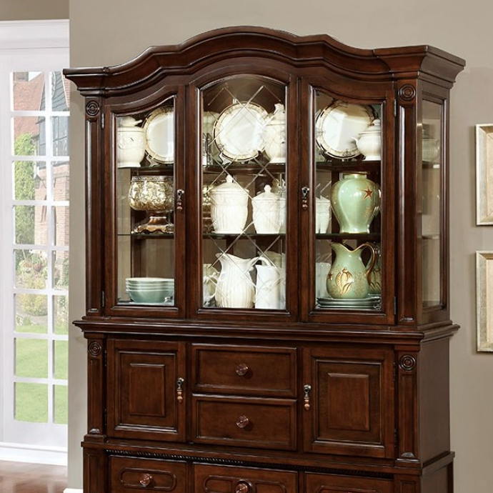 Furniture of America Alpena Brown Cherry Hutch and Buffet Parks Home Furnishings