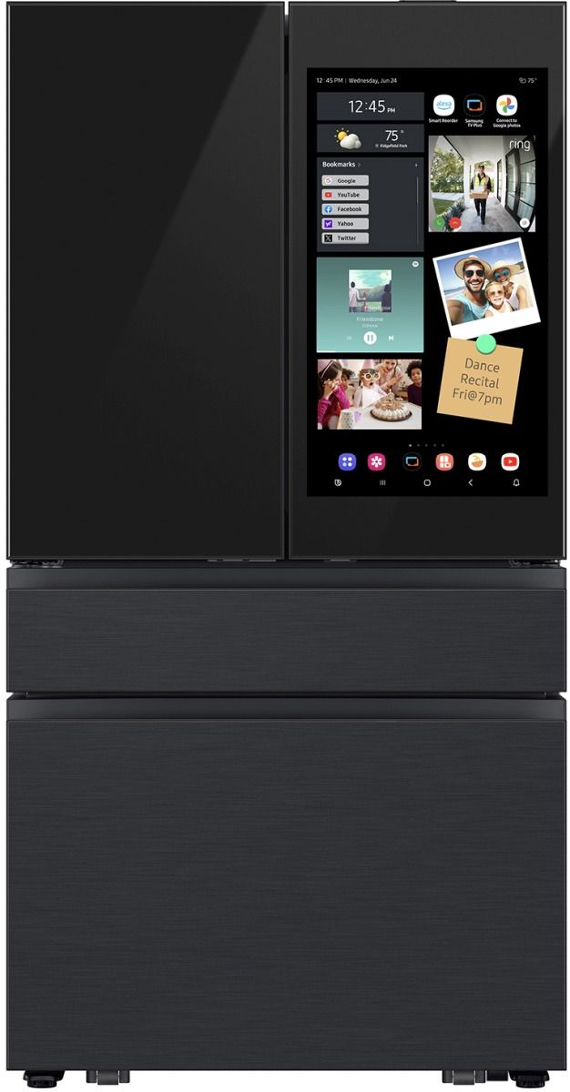 Samsung Bespoke 36" 28.6 Cu. Ft. Charcoal Glass/Matte Black Steel French Door Refrigerator with AI Family Hub™+ and AI Vision Inside™-0