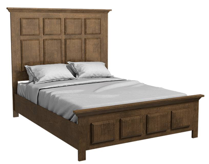 Country View Woodworking Customizable Windham King Panel Bed with Tall Brown Maple Footboard Storage Siderails