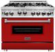 ZLINE 36" Stainless Steel/Red Matte Pro Style Gas Range-0