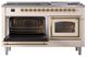 Ilve® Nostalgie II Noblesse 60'' Antique White Pro Style Dual Fuel Range with Brass Trim-3