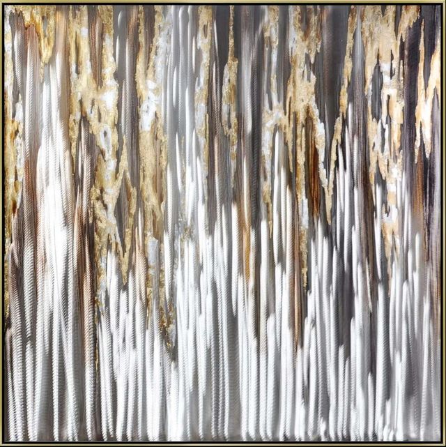 Classy Art Hand Painted Textured Aluminum with Foil Wall Art-0