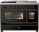 Ilve® Majestic III 48" Glossy Black Pro Style Dual Fuel Natural Gas Range with 5 Black Brass Burners and Burnished Trim-1