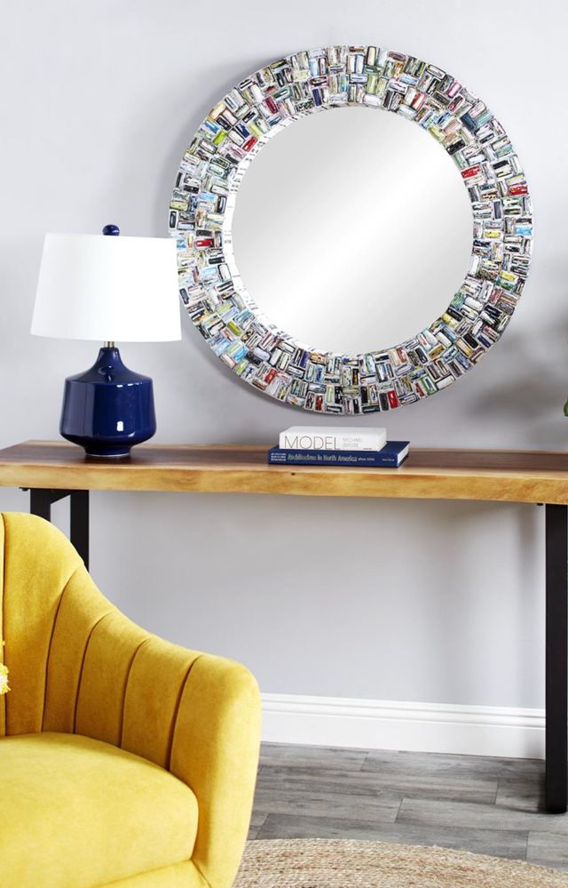 Deco Marche Multi Colored Recycled Magazine Frame Wall Mirror-4