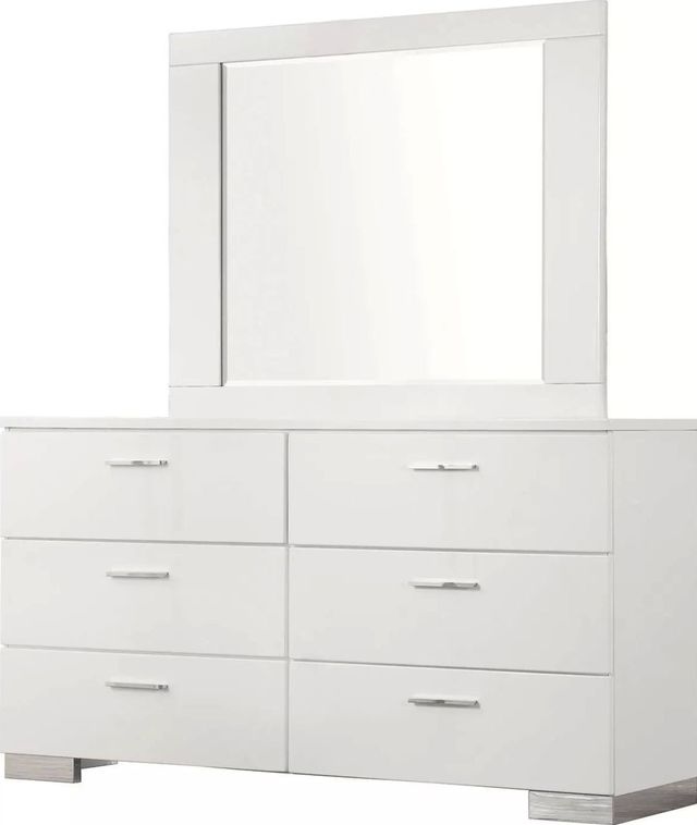 Coaster® Felicity 5 Piece Glossy White King Low Profile Bedroom Set-3