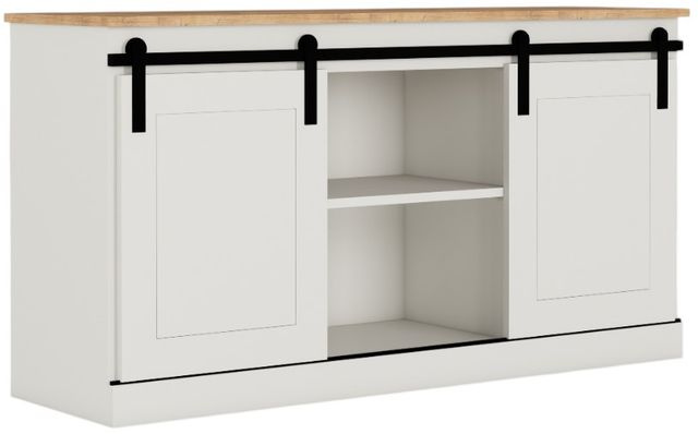 Perdue Woodworks Big Chester Rockport White Saratoga Pine Top 2-Door TV Media Console-0