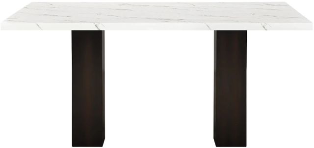 New Classic® Home Furnishings Faust Marble Top Adjustable Dining Table with Espresso Base-0