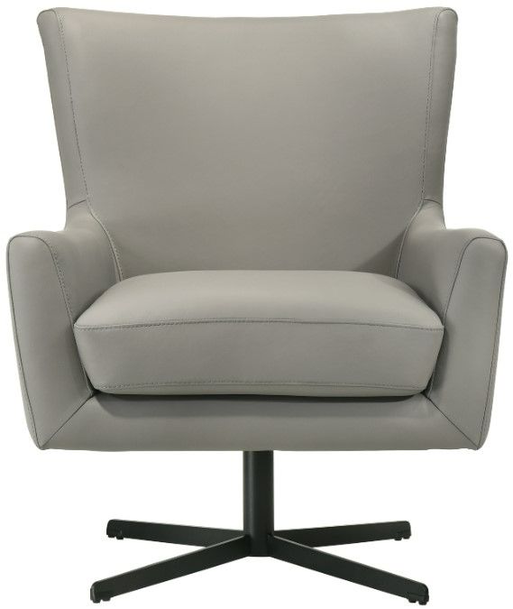 New Classic® Home Furnishings Acadia Slate Gray Leather Swivel Chair-1