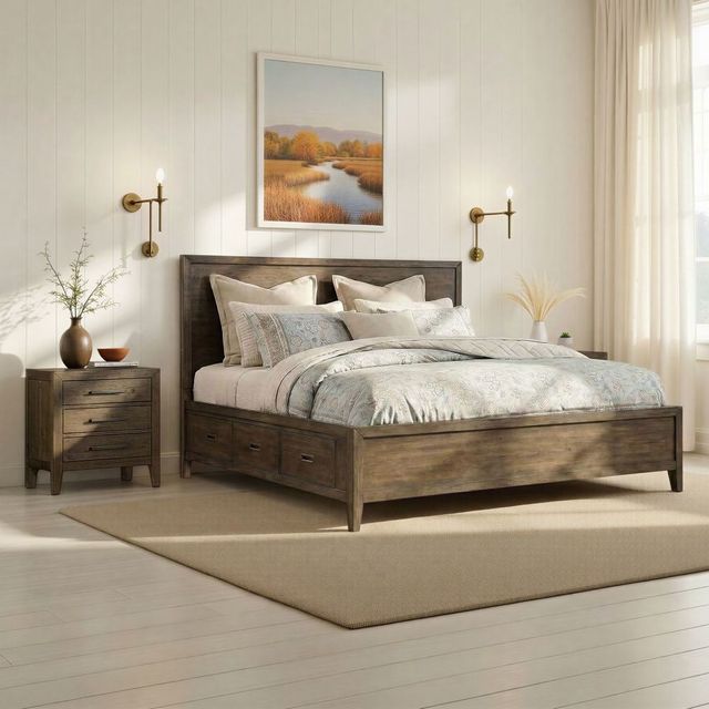 Intercon Norwich Dark Rustic Oak King Panel Storage Bed-1