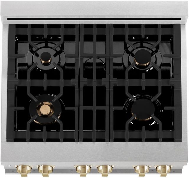 ZLINE Autograph Edition 30" Satin Stainless Steel Pro-Style Dual Fuel Range with Electric Convection Oven and White Matte Door-3
