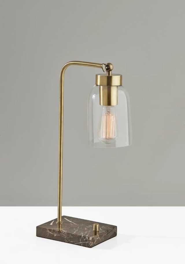 Adesso® Bristol Antique Brass/Brown Desk Lamp-1