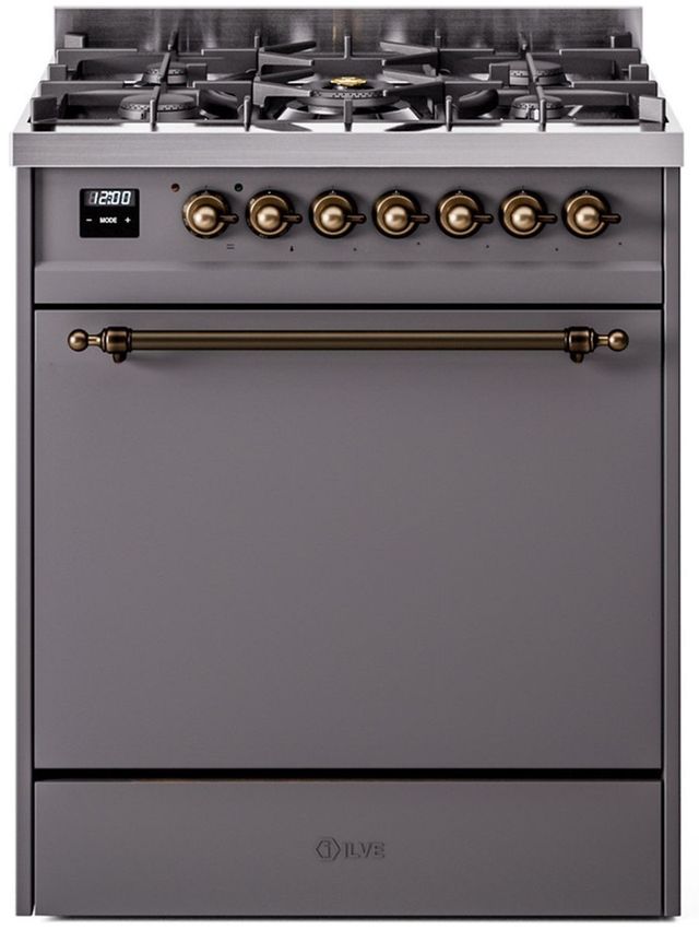 Ilve® Nostalgie II Series 30" Graphite Matte Pro Style Dual Fuel Range-0
