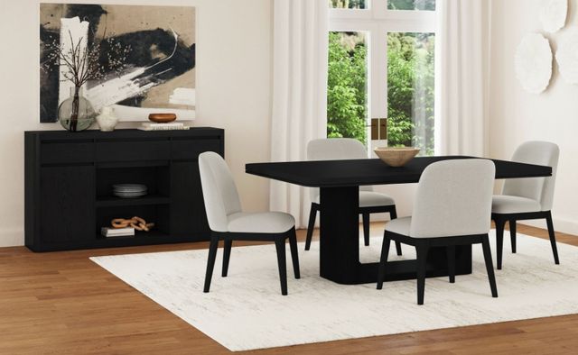 Elements International Rosalie 5-Piece Black Rectangular Dining Set-1