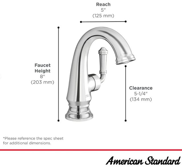 American Standard Delancey® Brushed Nickel 5" Single Hole Single-Handle Bathroom Faucet with Lever Handle-2