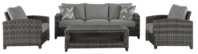 Signature Design by Ashley® Oasis Court 4-Piece Gray Aluminum/Fabric/Resin Outdoor Conversation Set-1