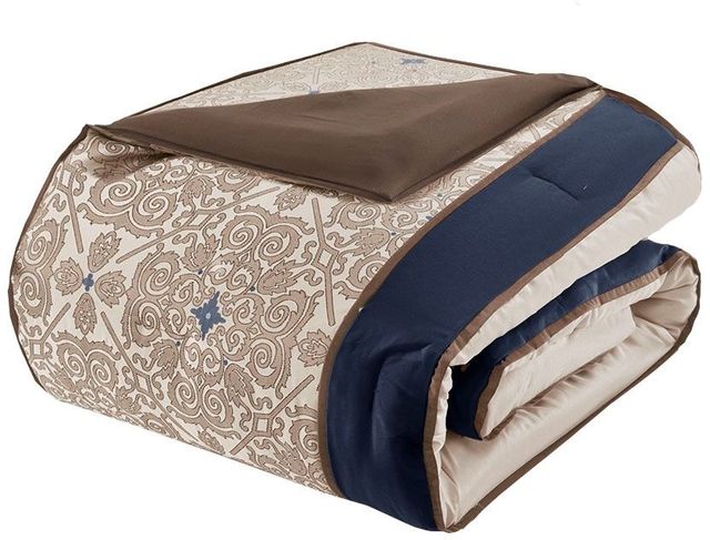 Olliix by Madison Park Essentials 24 Pieces Navy King Delaney Room in a Bag Set-1