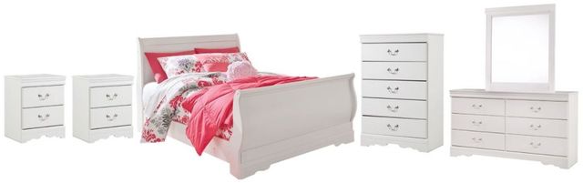 Signature Design by Ashley® Anarasia 5-Piece White Full Sleigh Bed Set-0