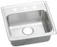 Elkay Lustertone® Classic Lustrous Satin 19" x 18" x 6" 3-Hole Single Bowl Drop-In ADA Sink with Quick-Clip-0