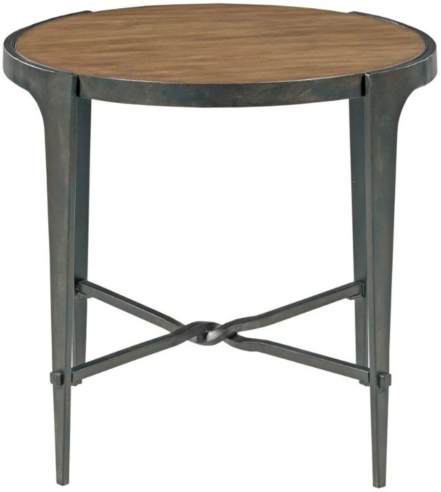 Hammary® Olmsted Rustic Oak Round End Table with Black Base-2