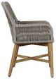 Classic Home Marley Beige/Gray Rope/Wooden Outdoor Dining Chair with Cushion-3