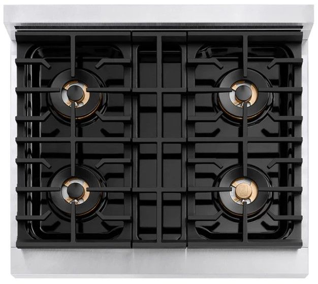ZLINE Autograph Edition Paramount 30" 4.2 Cu. Ft. Satin Stainless Steel Gas Range with 4 Burner DuoPro™ Cooktop, Convection Gas Oven, White Matte Door and Matte Black Accents-2