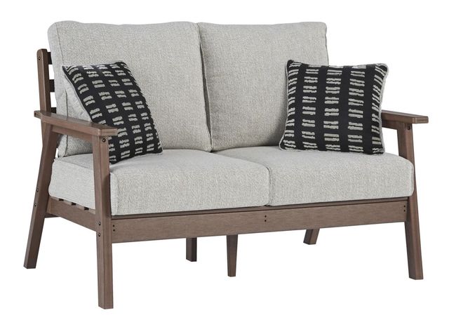 Signature Design by Ashley® Emmeline Beige/Brown Fabric/Polyethylene Outdoor Loveseat-0