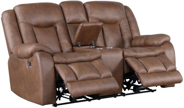 New Classic® Home Furnishings Morello Brown Power Reclining Console Loveseat-3