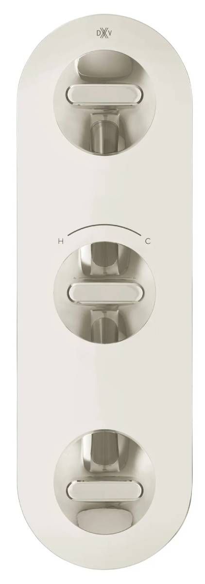 DXV Modulus Platinum Nickel 3-Handle Thermostatic Valve Trim Only-1