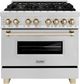 ZLINE Autograph Edition Legacy 36" Satin Stainless Steel Pro-Style Dual Fuel Range with Electric Convection Oven and Polished Gold Accents-0