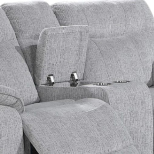 New Classic® Home Furnishings Chablis Mist Gray Manual Reclining Console Loveseat-2