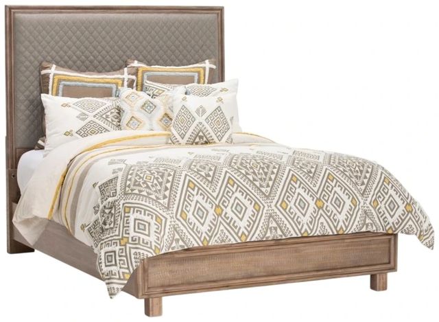 Michael Amini® Hudson Ferry Driftwood/Slate Gray California King Upholstered Panel Bed-0