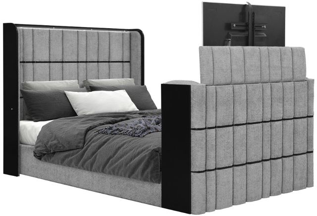 Global Furniture USA Isabella Gray Queen Sleigh Bed with LED-1